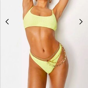*NWT* Missguided Lime Crinkle Bikini Top & Bottom